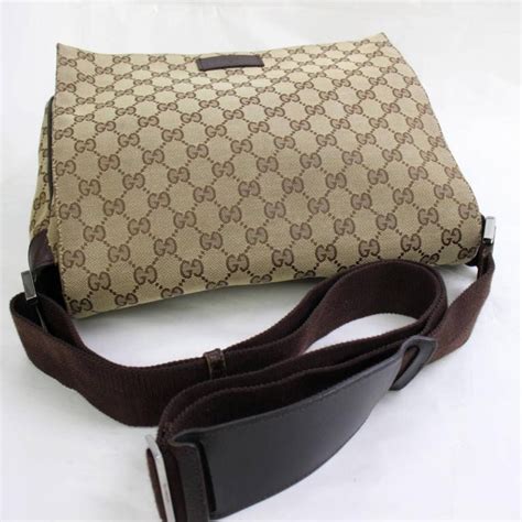 gucci brown canvas crossbody bag.